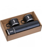 Termos stalowy 400 ml z kubkami z logo | Gadżet reklamowy B2B