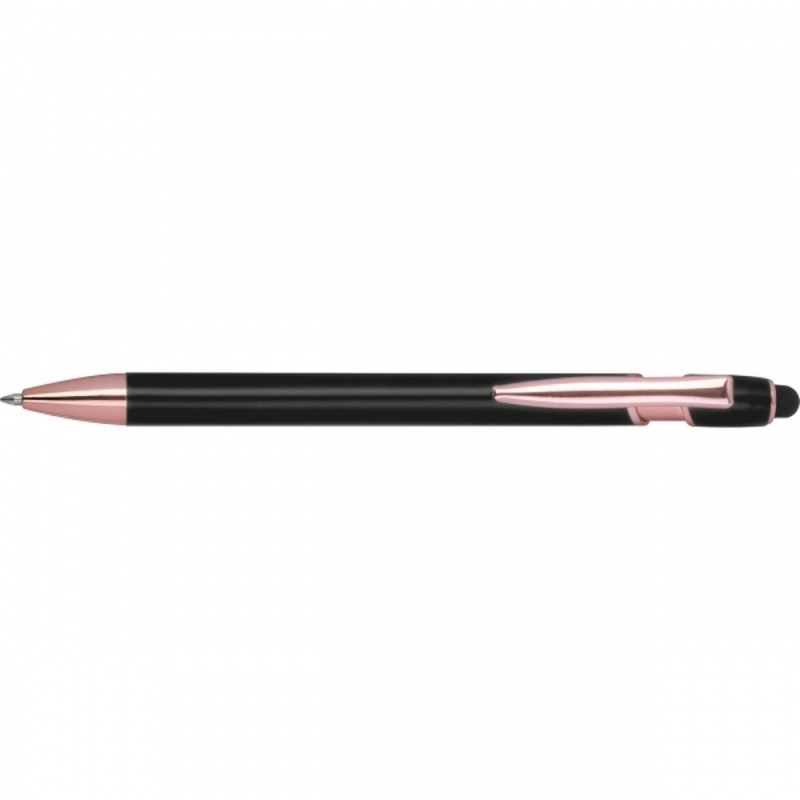 Żelowy długopis z aluminium z recyklingu z touch penem znakowanie logo