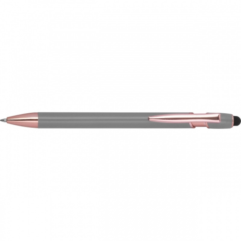 Długopis żelowy eko z aluminium z recyklingu i touch penem – z logo