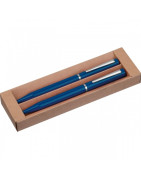 Recyklingowy zestaw do pisania – 2 długopisy obrotowe z logo