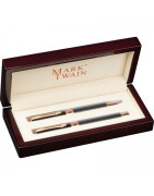 Zestaw piśmienniczy Mark Twain długopis i pióro wieczne w etui z logo