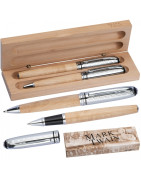 Drewniany zestaw piśmienniczy Mark Twain  długopis i pióro kulkowe