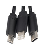 Kabel 3w1 z podświetlanym logo w drewnianej obudowie - LH-ZM04