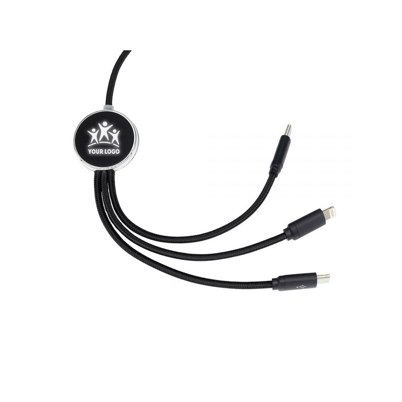 Długi kabel 3w1 z podświetlanym logo, W201TG